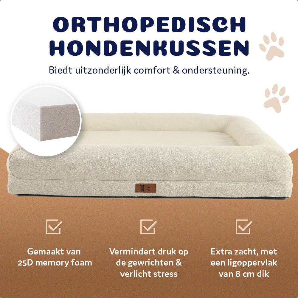 Luxe othopedische hondenkussen met memory foam en drukvermindering op gewrichten