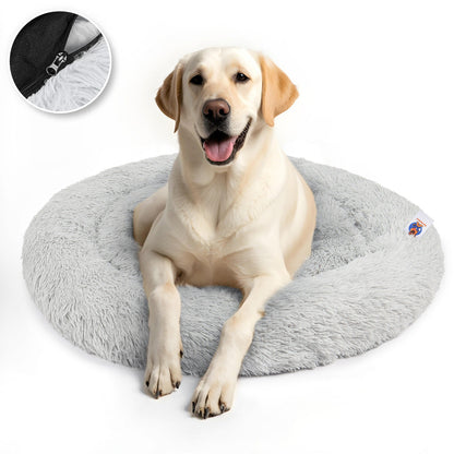 donut hondenmand grijs met Labrador