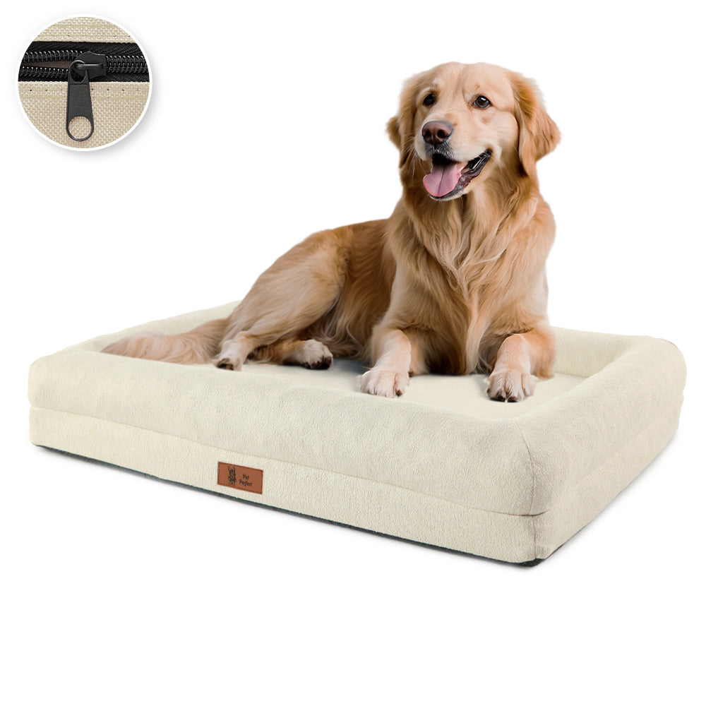 Luxe othopedische hondenmand voor grote honden in beige