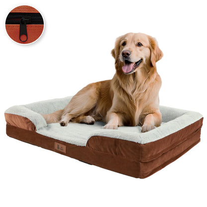 orthopedisch hondenbed met een golden retriever