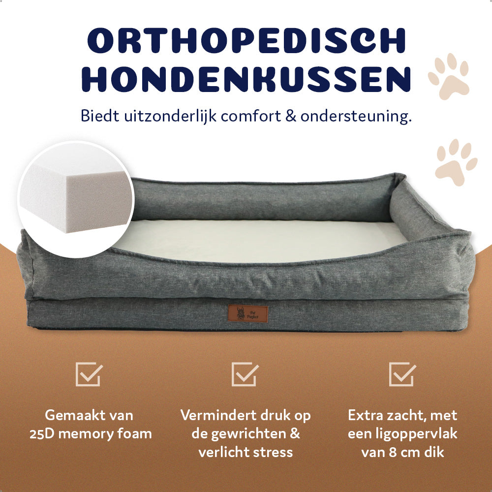 orthopedisch hondenkussen met memory foam ter ondersteuning van de gewrichten